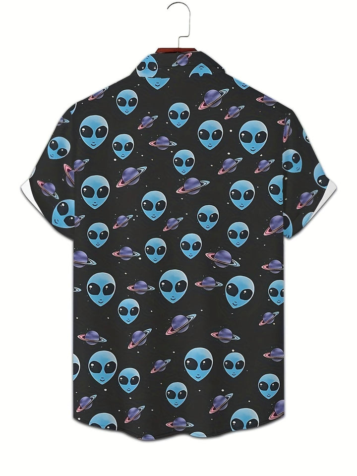 Out Of This World Alien Planet Print Short Sleeve Hawaiian Shirt  Back