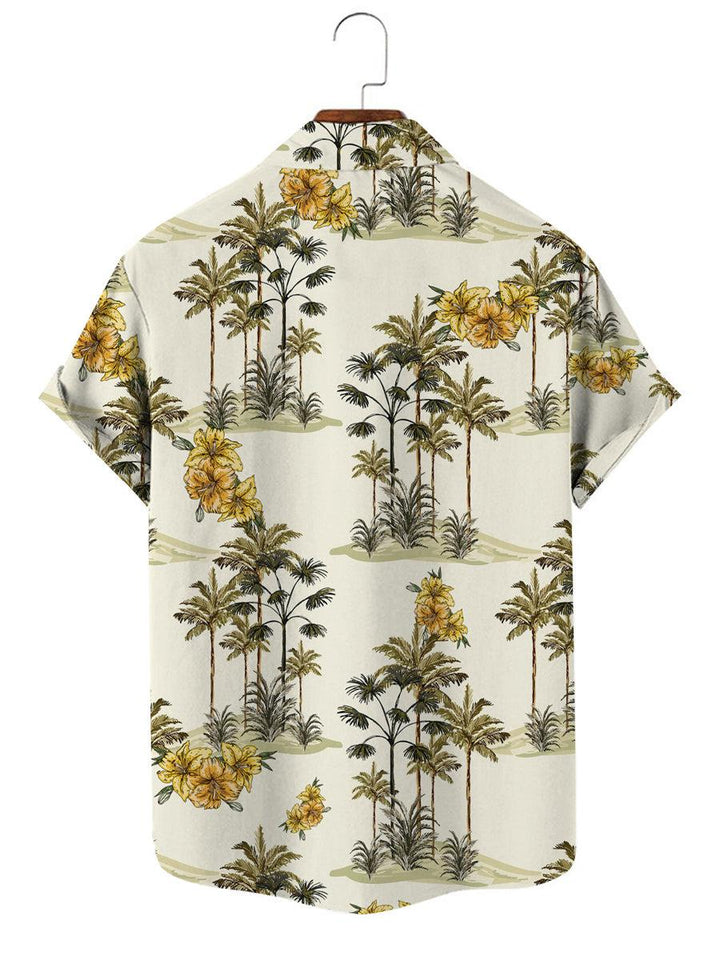 Palm Tree Floral Hawaiian Short Sleeve Shirt Back