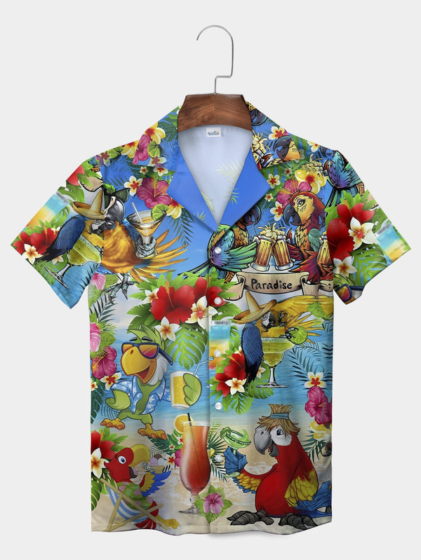 Blue Parrot Paradise Party Hawaiian Shirt