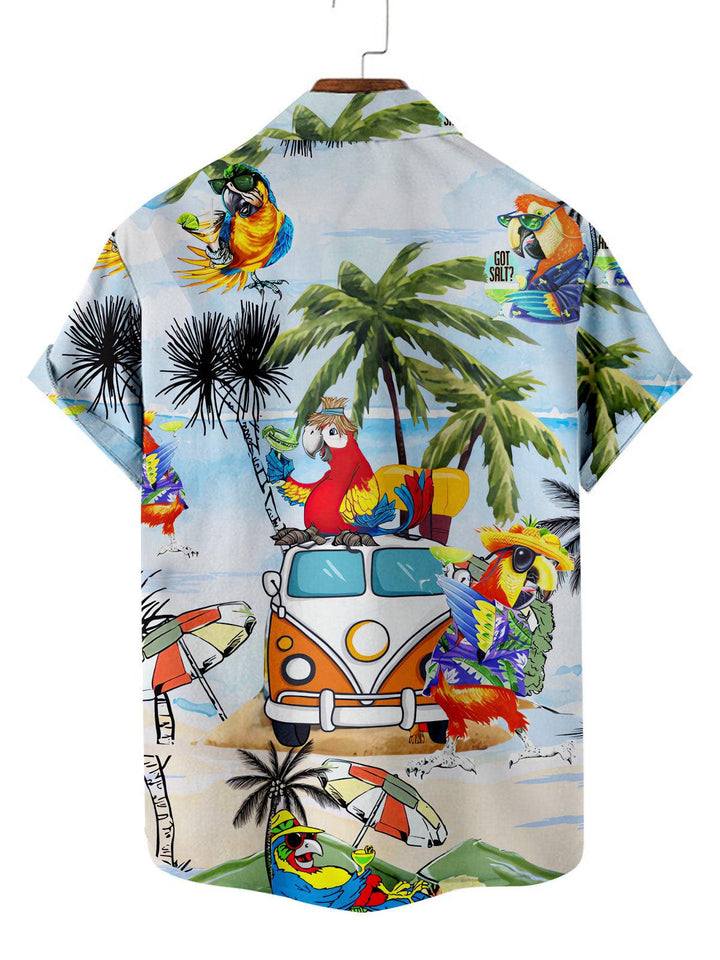 Parrot Party Vacation Hawaiian Short Sleeve Shirt Back