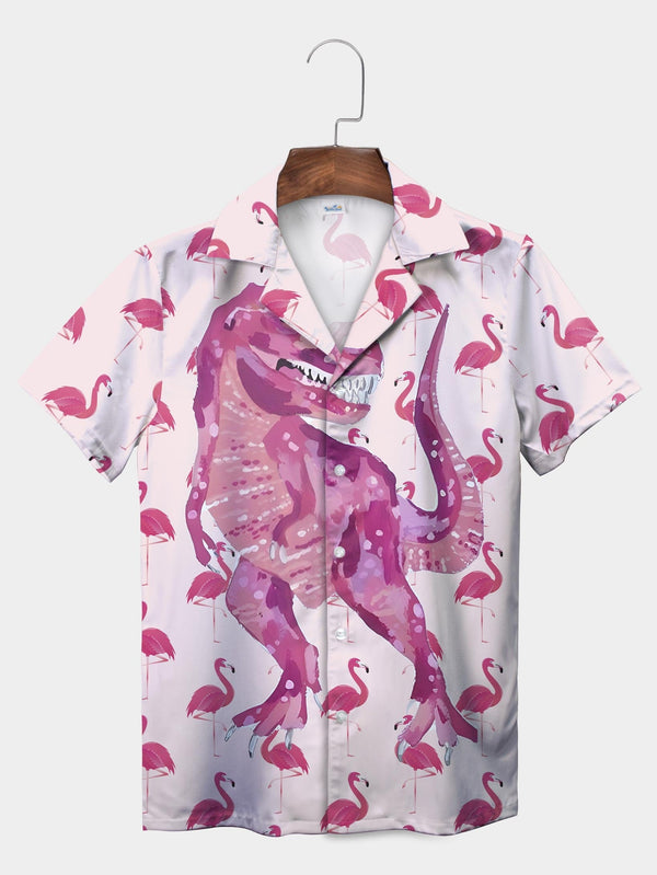 Pink Dinosaur Delight Hawaiian Shirt