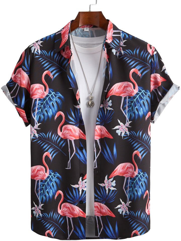 Pink Flamingo Hawaiian Short Sleeve Shirt  Front