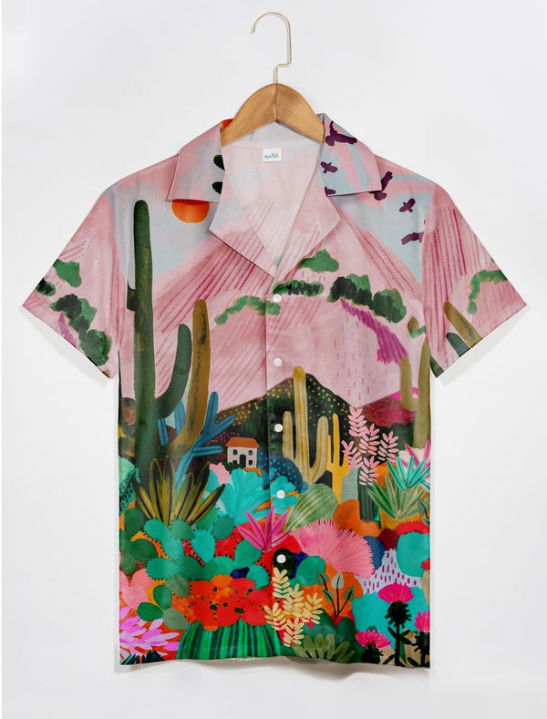 Pink Tropical Cactus Bloom Hawaiian Shirt