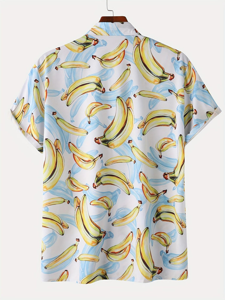 Playful Banana Bonanza Men's Short Sleeve Hawaiian Shirt  Back