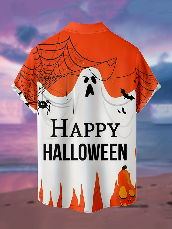 Playful Ghostly Gathering Short Sleeve Hawaiian Shirt  Back