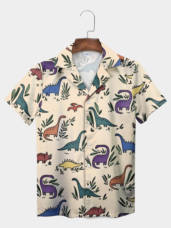 Beige Playful Prehistoric Paradise Hawaiian Shirt