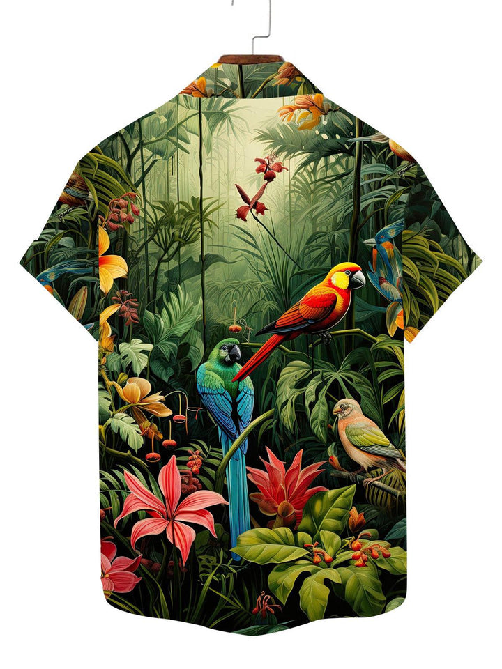 Rainforest Parrot Hawaiian Short Sleeve Shirt Back