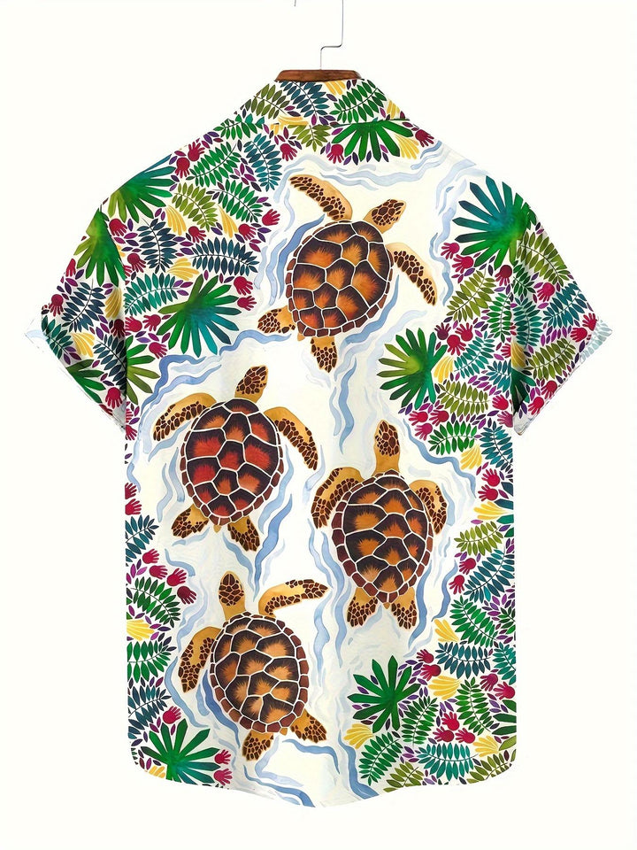 Red Blossoms Classic Hawaiian Short Sleeve Shirt  Back