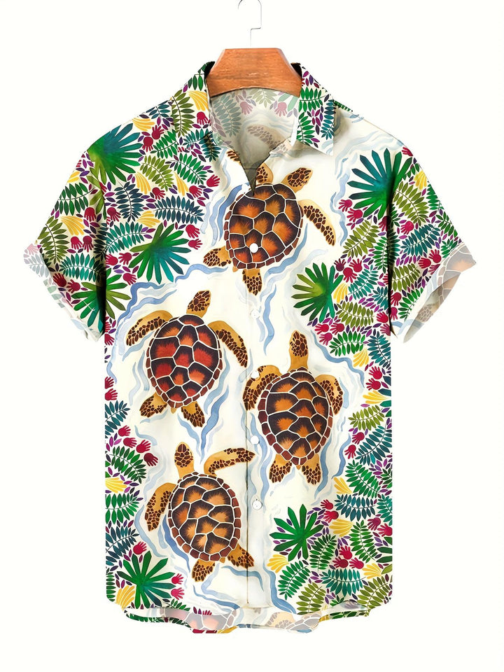 Red Blossoms Classic Hawaiian Short Sleeve Shirt  Front