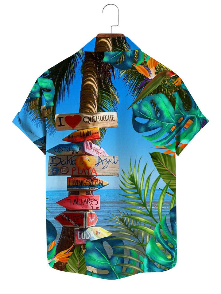 Seaside Directions Hawaiian Short Sleeve Shirt Back