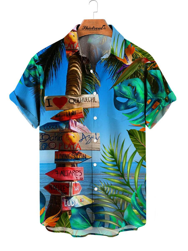 Seaside Directions Hawaiian Short Sleeve Shirt Front