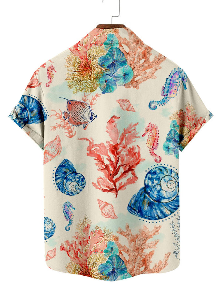 Shells and Shore Hawaiian Short Sleeve Shirt Back