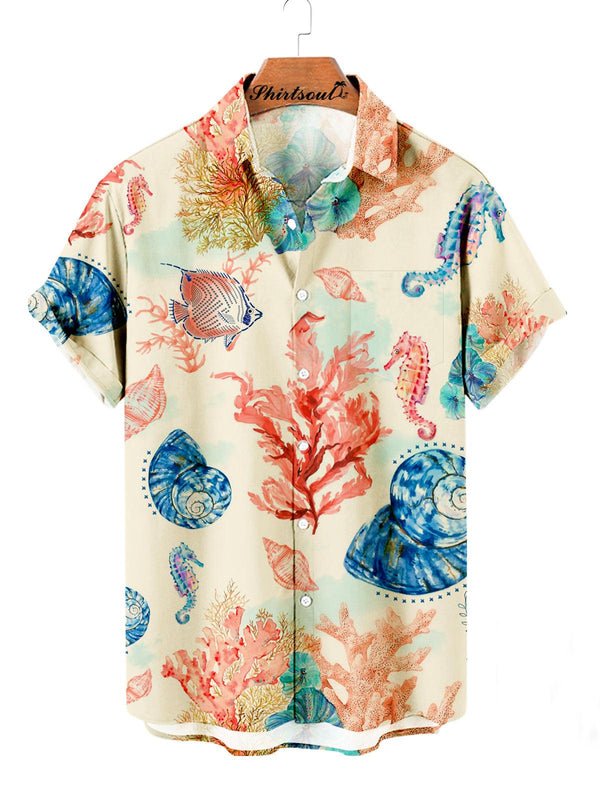 Shells and Shore Hawaiian Short Sleeve Shirt Front