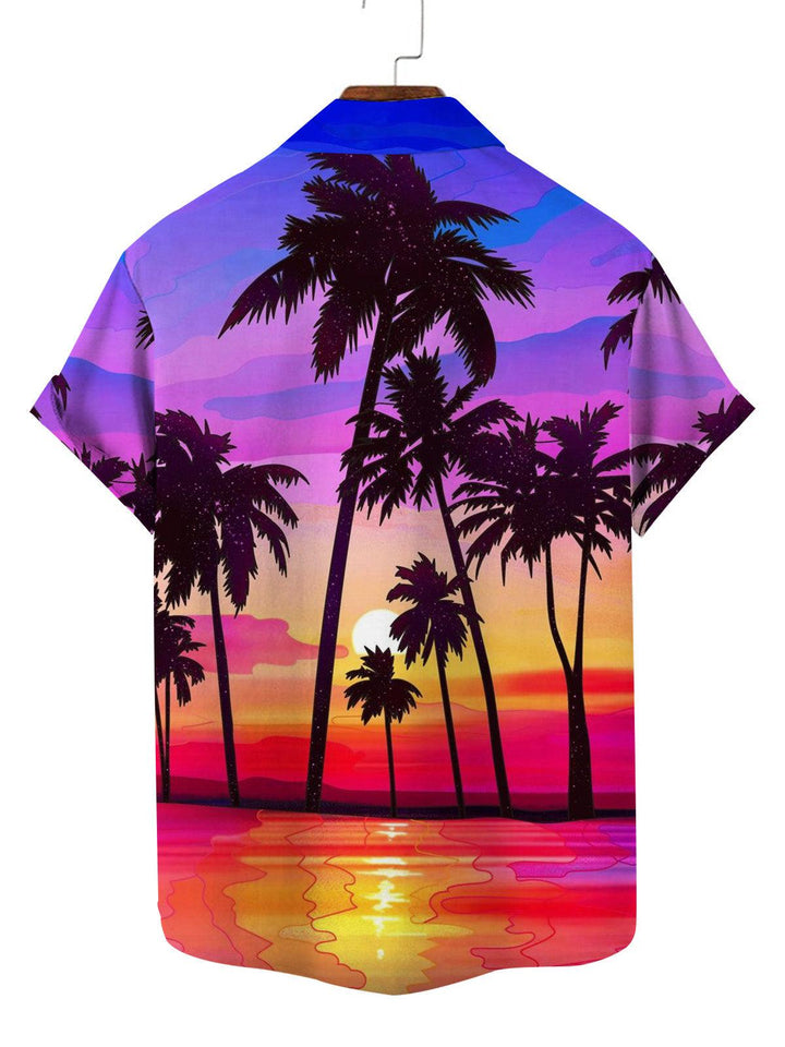 Sunset Palms Hawaiian Short Sleeve Shirt Back