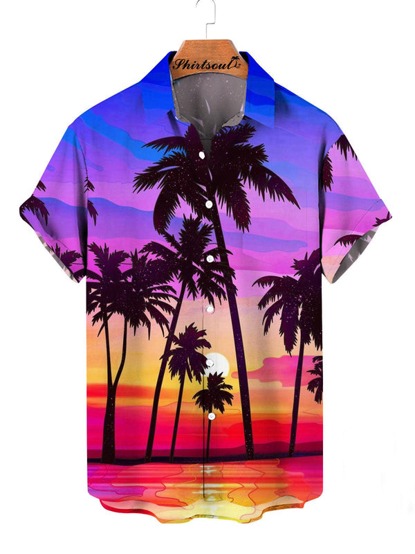 Sunset Palms Hawaiian Short Sleeve Shirt Front