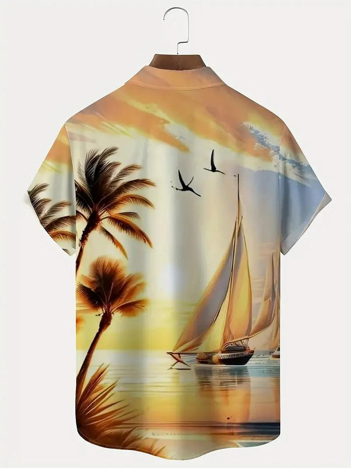 Sunset Sailing Hawaiian Short Sleeve Shirt  Back