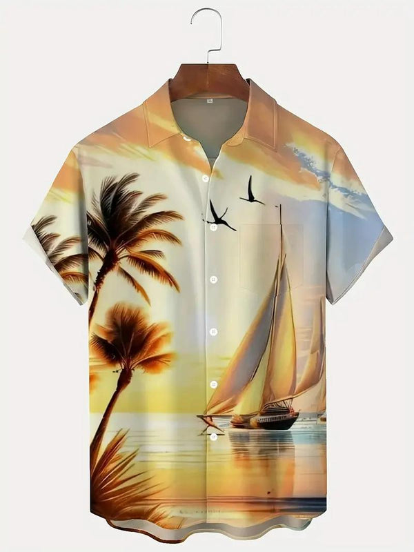 Sunset Sailing Hawaiian Short Sleeve Shirt  Front