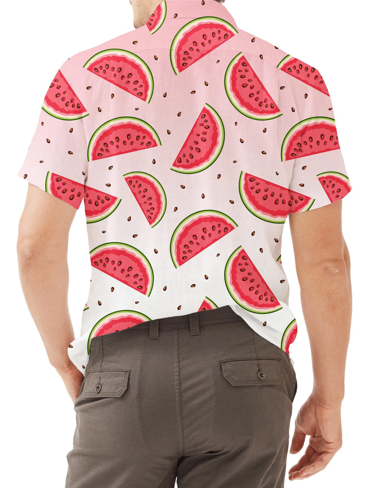 Sweet Watermelon Slice Pattern Short Sleeve Hawaiian Shirt  Back