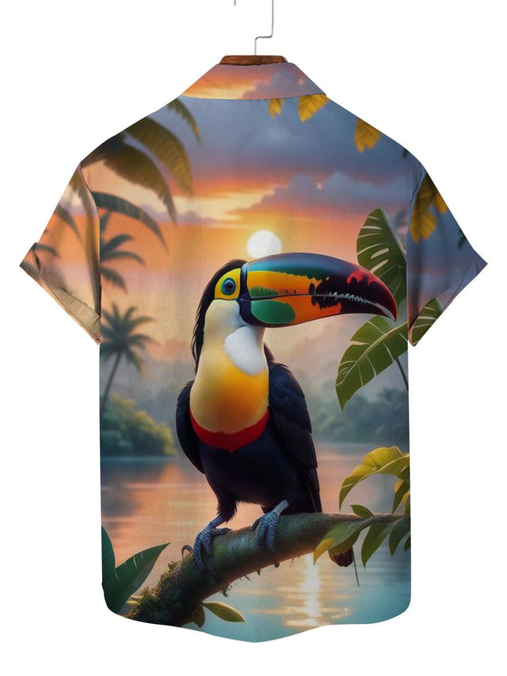 Tropical Bird Watch Hawaiian Short Sleeve Shirt Back