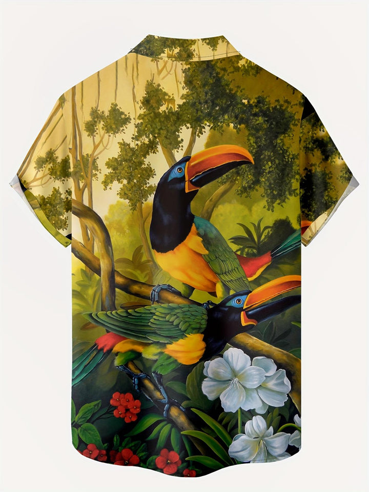 Tropical Birds Paradise Hawaiian Short Sleeve Shirt  Back