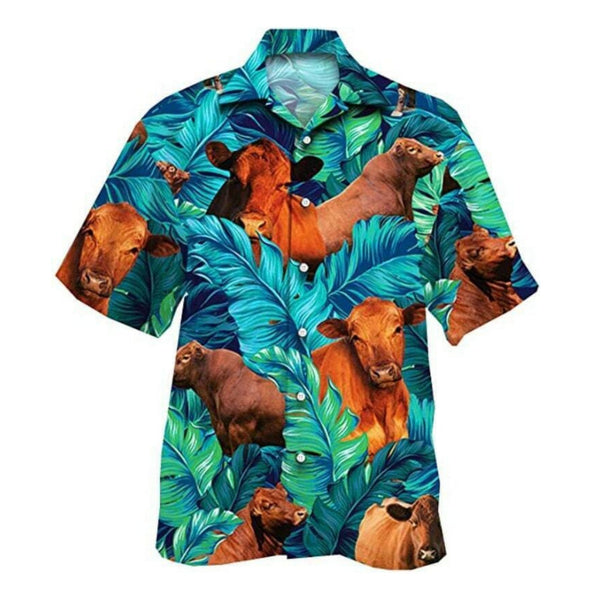 Tropical Blue Cow Face Hawaiian Shirt