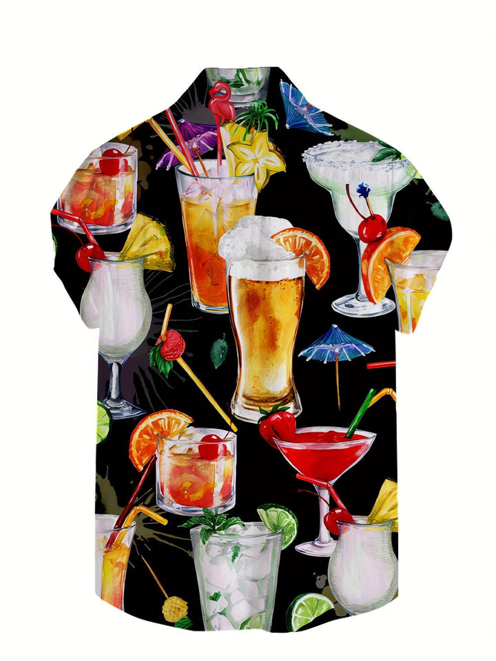 Tropical Cocktail Paradise Short Sleeve Hawaiian Shirt  Back