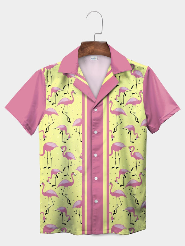 Yellow Tropical Flamingo Funny Vibrant Hawaiian Shirt