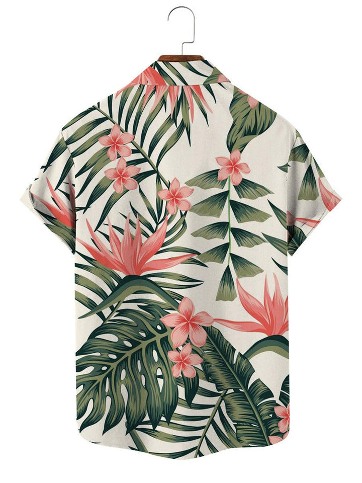 Tropical Hibiscus Bloom Hawaiian Short Sleeve Shirt Back