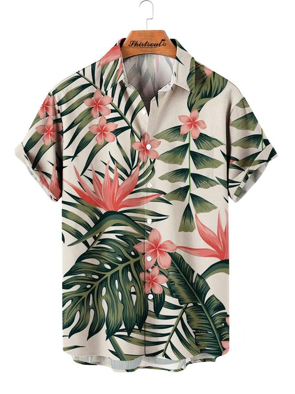 Tropical Hibiscus Bloom Hawaiian Short Sleeve Shirt Front