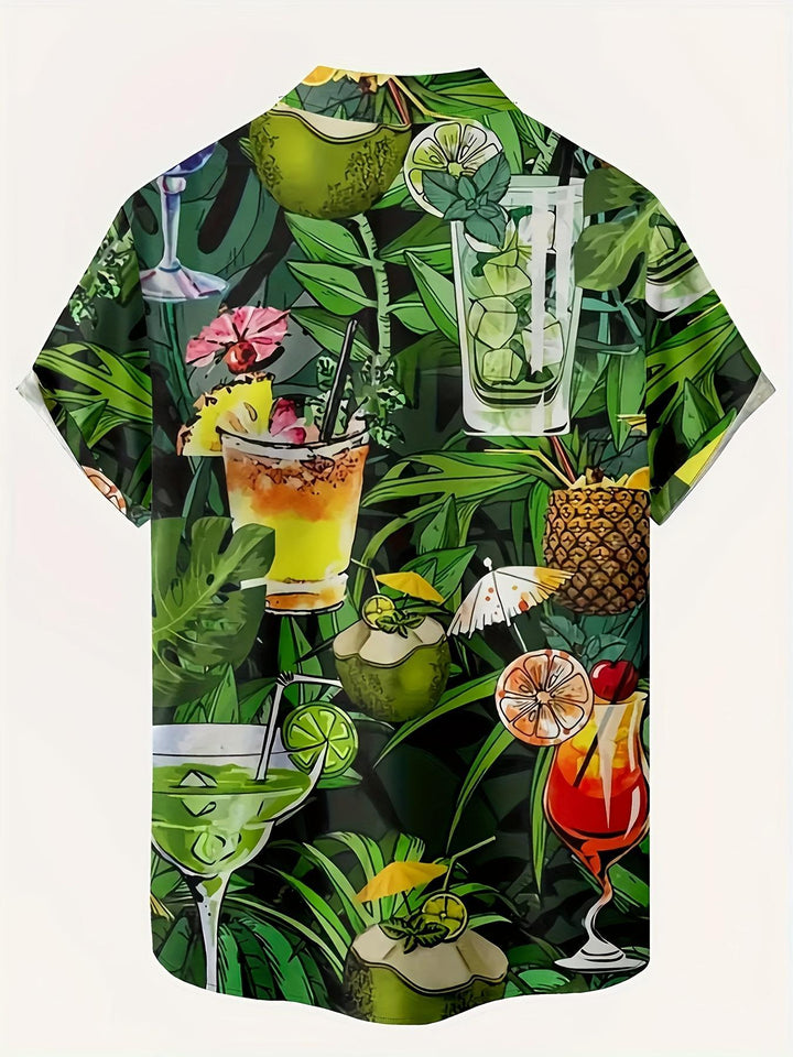 Tropical Paradise Cocktail Party Short Sleeve Hawaiian Shirt  Back