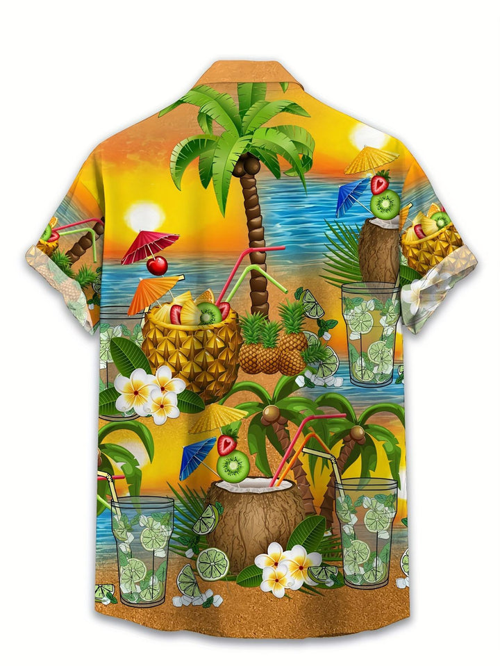 Tropical Paradise Cocktails Short Sleeve Hawaiian Shirt  Back