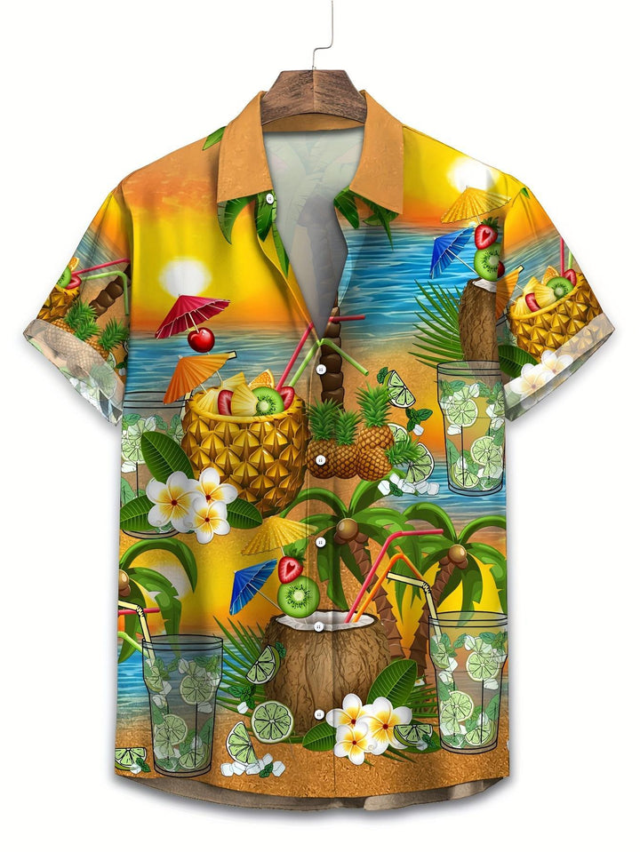 Tropical Paradise Cocktails Short Sleeve Hawaiian Shirt  Front