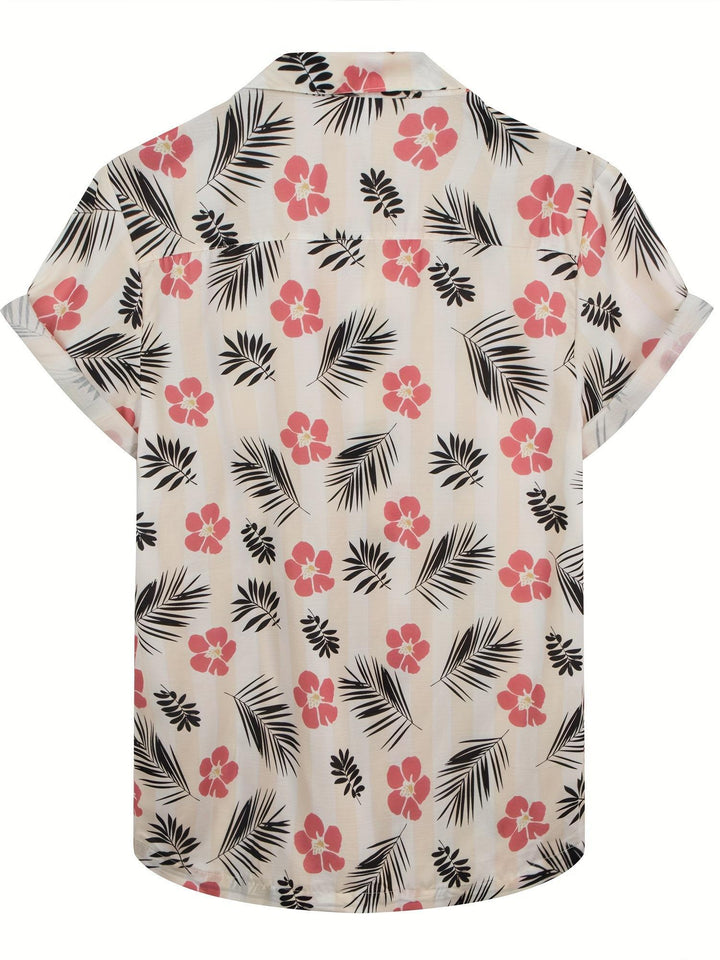 Tropical Paradise Floral Print Short Sleeve Hawaiian Shirt  Back