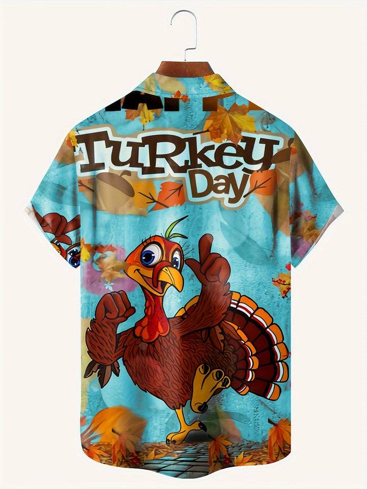 Turkey Day Celebration Hawaiian Short Sleeve Shirt  Back