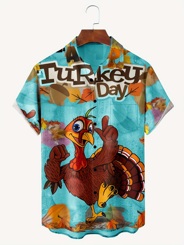 Turkey Day Celebration Hawaiian Short Sleeve Shirt  Front