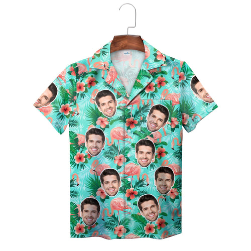 Turquoise Flamingo Palm Personalised Hawaiian Shirt