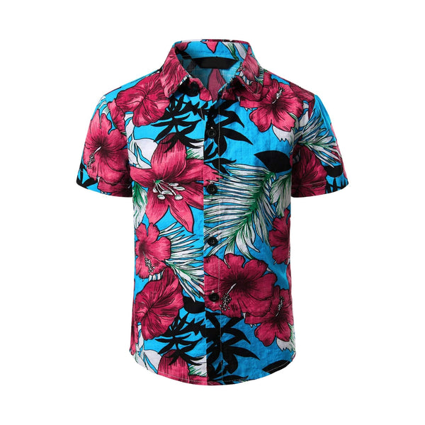Turquoise Hibiscus Hawaiian Shirt