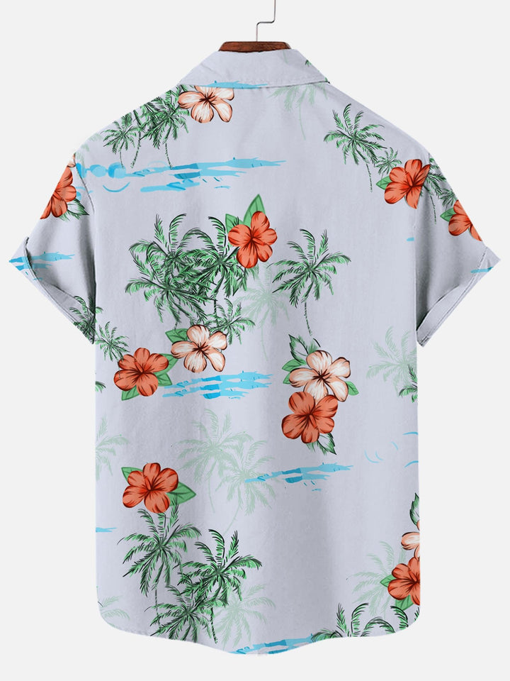 Emerald Tropical Print Hawaiian Short Sleeve Shirt  Back