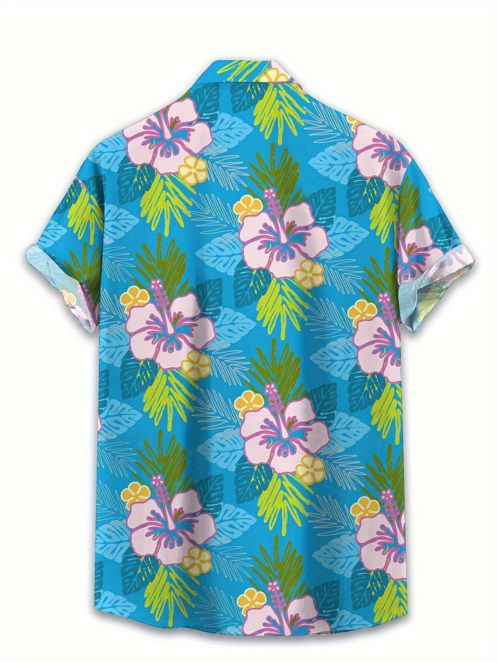 Vibrant Hibiscus Paradise Short Sleeve Hawaiian Shirt  Back