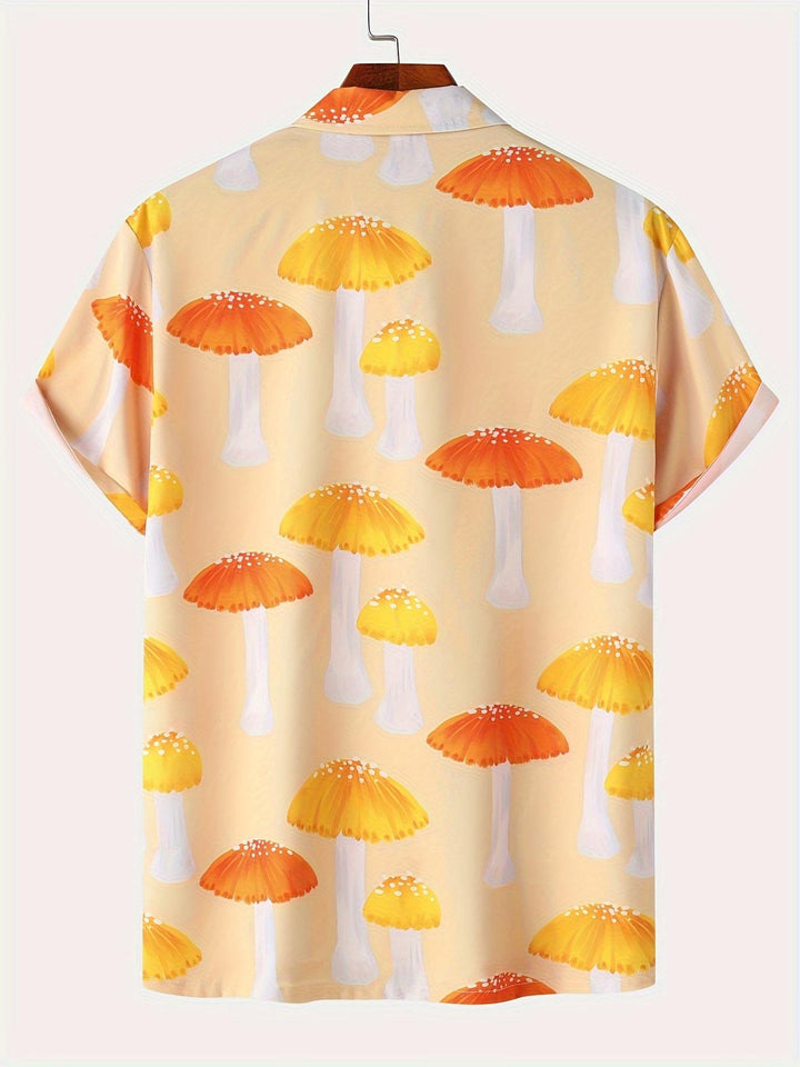 Vibrant Mushroom Pattern Short Sleeve Hawaiian Shirt  Back