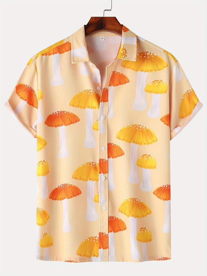 Vibrant Mushroom Pattern Short Sleeve Hawaiian Shirt  Front