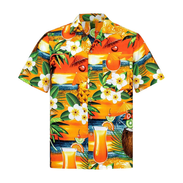 Vibrant Orange Tropical Escape Hawaiian Shirt