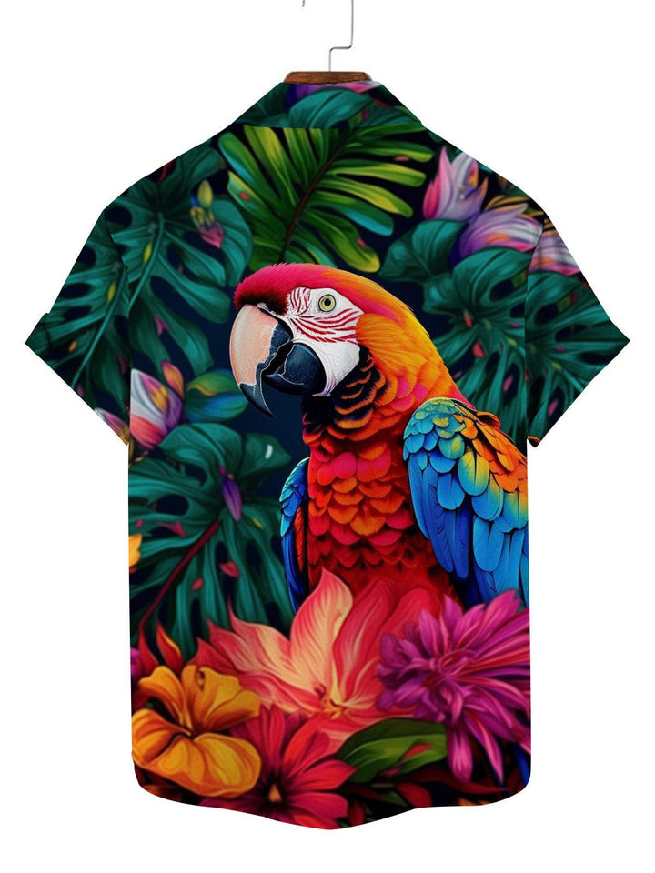 Vibrant Parrot Hawaiian Short Sleeve Shirt Back