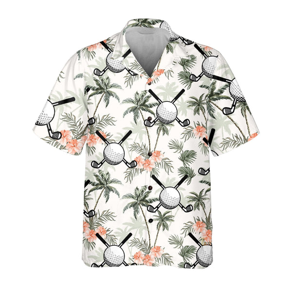 White Golf & Palm Tropical Hawaiian Shirt