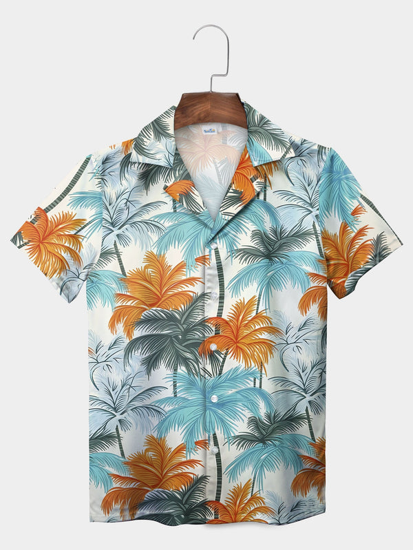 White Vibrant Coconut Tree Hawaiian Shirt