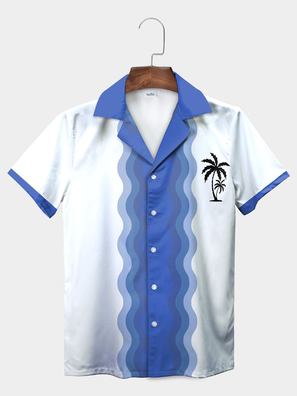 White Waves And Coconut Tree Hawaiian Shirt