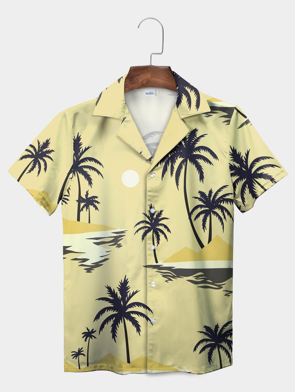 Yellow Palm Tree Reflection Hawaiian Shirt