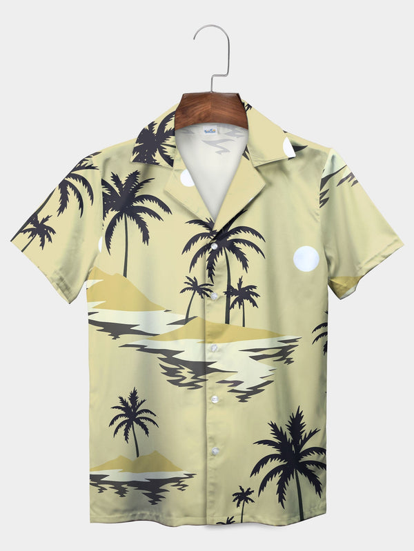 Yellow Tropical Coconut Tree Hawaiian Shirt